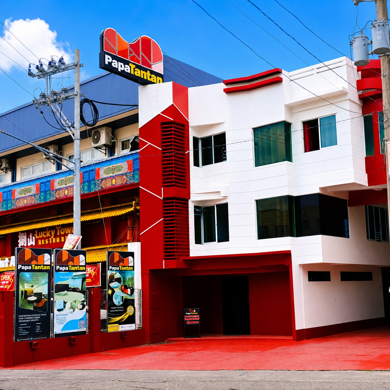 Papa Tantan Apartelle Diversion branch building and signage